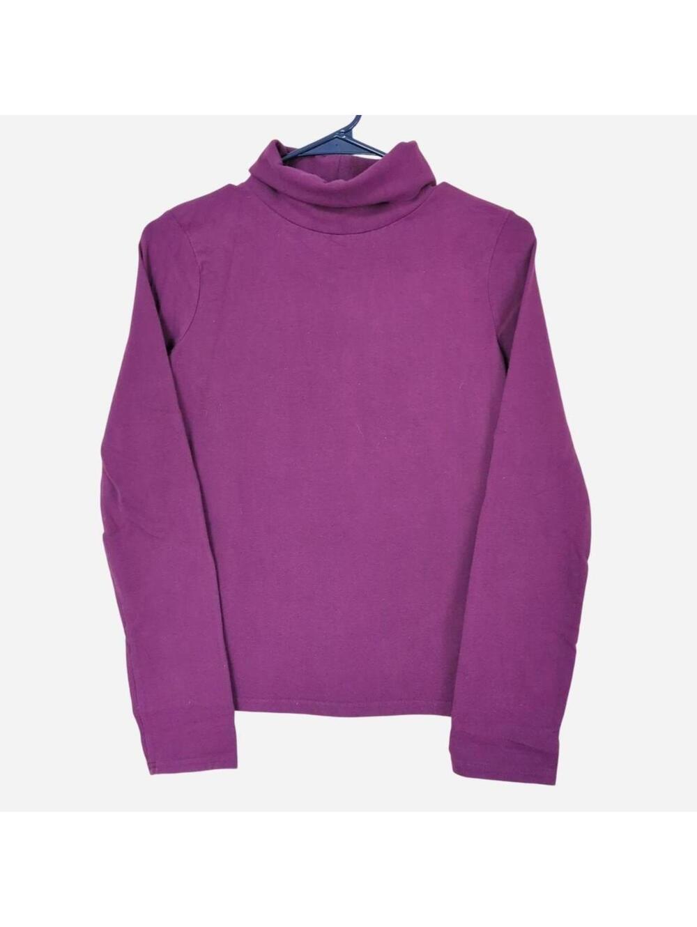 90s Y2K Long Sleeve Mock Neck Top in Eggplant / Fuchsia Purple - Women's XS/S